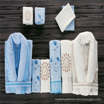 Hot Sale Printing Comfortable 100% Cotton Terry Bathrobe Set